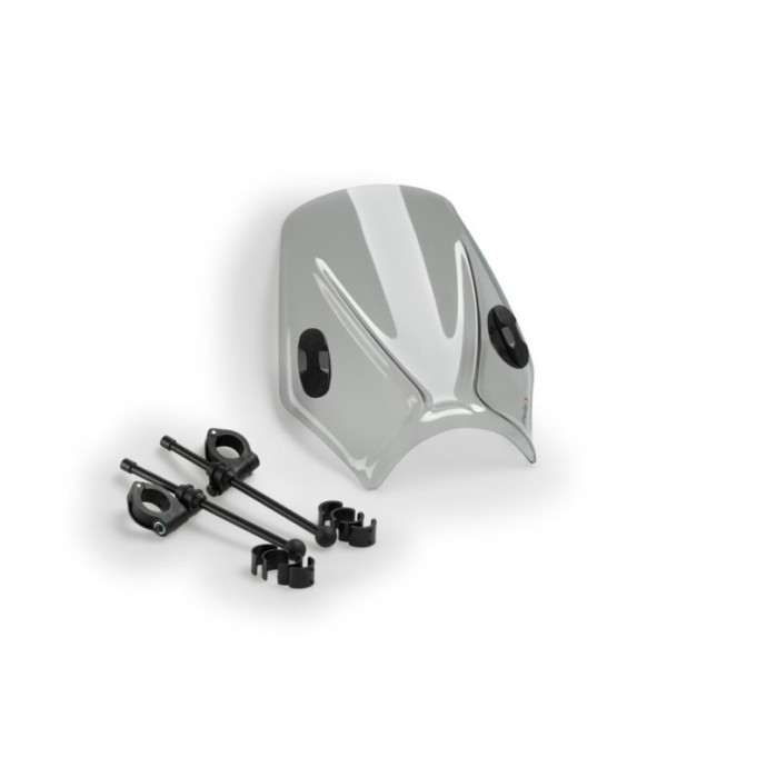 Pare-Brise Mito 20702 Puig universel pour motos à phare rond Couleur Puig:Fumé Clair