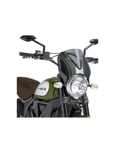 Saute-Vent Retrovision 8192 Puig look carbone pour Ducati Scrambler Couleur Puig:Fumé Clair