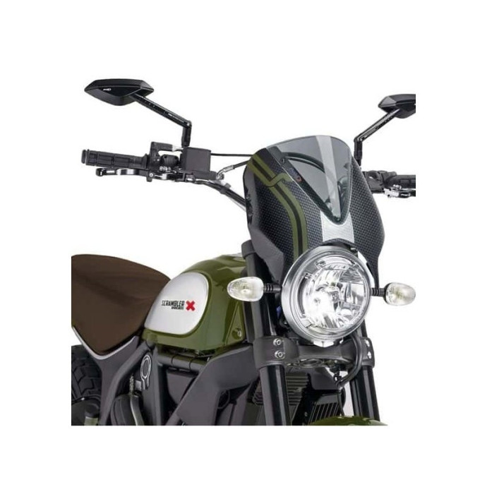 Saute-Vent Retrovision 8192 Puig look carbone pour Ducati Scrambler Couleur Puig:Fumé Clair
